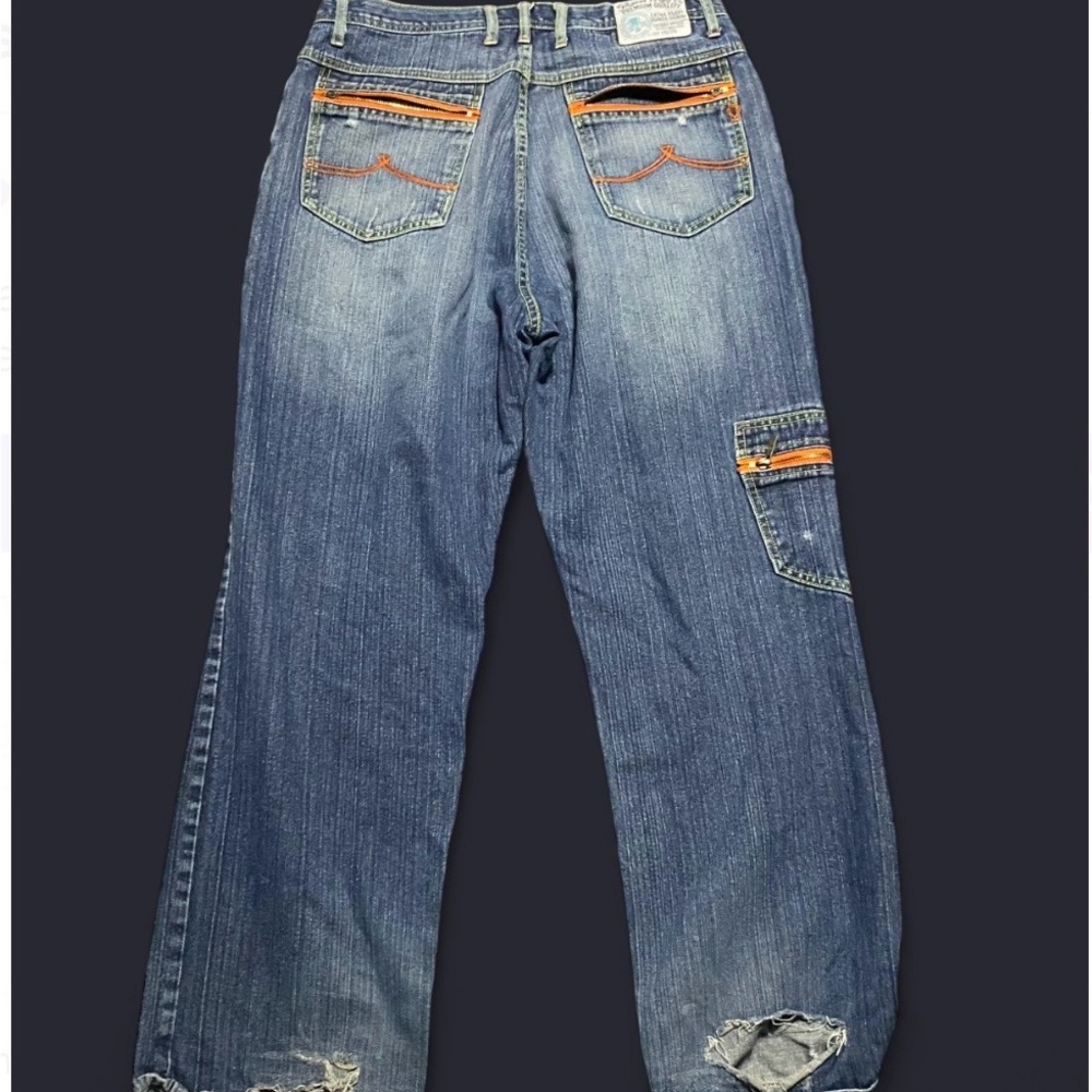 Wrangler Men's Relaxed Denim Jeans with Orange Accents